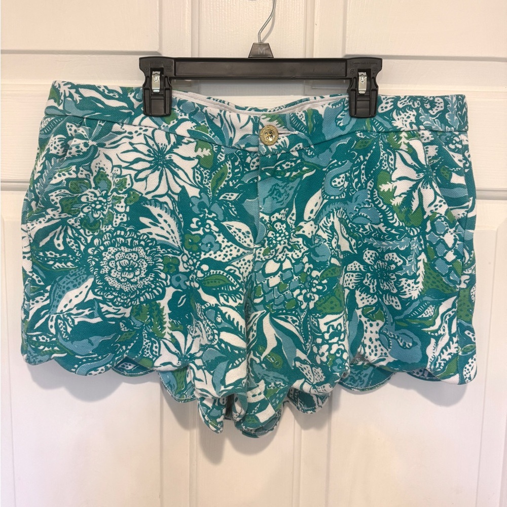 Lilly Pulitzer Turquoise and White Buttercup Shorts